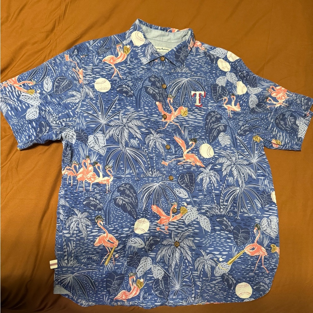 Texas Rangers - Tommy Bahama Navy and White Tropical Shirt